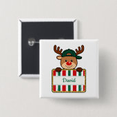 Personalisierter Weihnachts-Rentiername Button (Vorne & Hinten)
