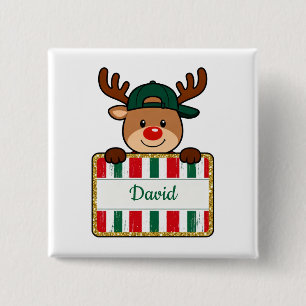 Personalisierter Weihnachts-Rentiername Button