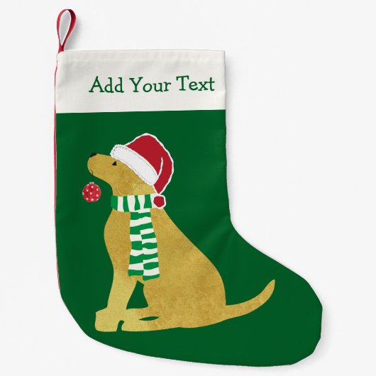 Personalisierter Weihnachts-Retriever Holiday Hund Kleiner Weihnachtsstrumpf (Vorderseite)