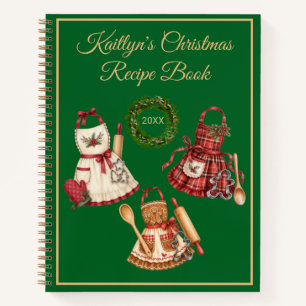 Personalisierter Weihnachts-Rot-Grün-Kranz-Monogra Notizblock