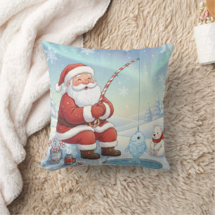 Personalisierter Weihnachts-Santa-Eisfischen   Kissen
