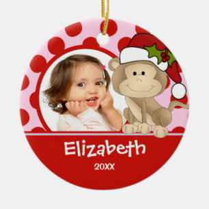 Personalisierter Weihnachts-Schmuck-Affe für Mädch Keramikornament