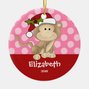 Personalisierter Weihnachts-Schmuck Mädchen Affe R Keramik Ornament