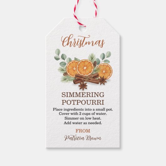 Personalisierter Weihnachts-Simmering-Potpourri Geschenkanhänger (Vorderseite)