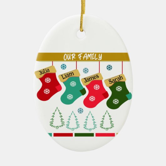 Personalisierter Weihnachts-Strumpf Keramik Ornament (Vorne)