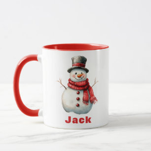 Personalisierter Weihnachts-Top Hat Red Scarf Snow Tasse