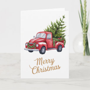 Personalisierter Weihnachts-Wasserfarben-Rotlastwa Feiertagskarte