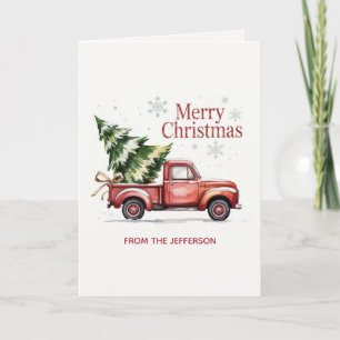 Personalisierter Weihnachts-Wasserfarben-Rotlastwa Feiertagskarte