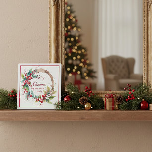Personalisierter Weihnachts-Wasserfarben-Stechpalm Fotoplatte