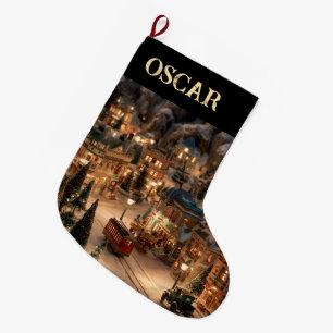 Personalisierter Weihnachts-Winterdorf-Socken Großer Weihnachtsstrumpf