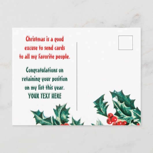 Personalisierter Weihnachtsanfang Postkarte (Rückseite)