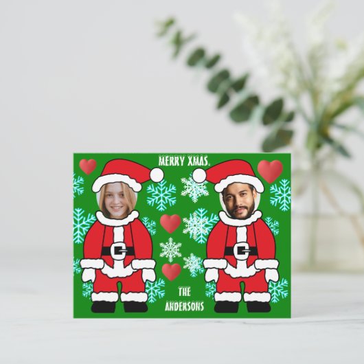 Personalisierter Weihnachtsanfang Postkarte (Stehend Vorderseite)