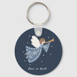 Personalisierter Weihnachtsangel Holiday Peace Ear Schlüsselanhänger