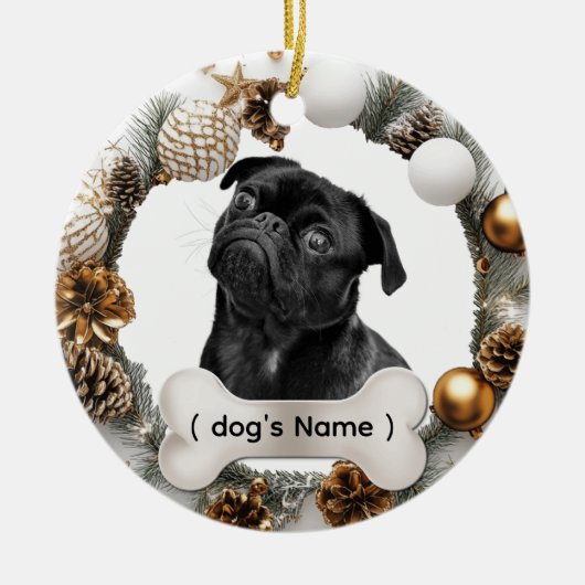 Personalisierter Weihnachtsanhänger für Hunde Keramik Ornament (Vorne)