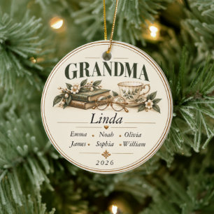 Personalisierter Weihnachtsanhänger für Oma mit Na Keramik Ornament