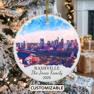 Personalisierter Weihnachtsanhänger Nashville, Bun Keramik Ornament