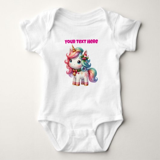 Personalisierter Weihnachtsanzug Unicorn Baby Body Baby Strampler (Vorderseite)