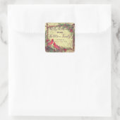 Personalisierter Weihnachtsaufkleber für Kardinäle Quadratischer Aufkleber (Tasche)