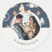 Personalisierter Weihnachtsaufkleber mit Familienn Runder Aufkleber (Vorderseite)