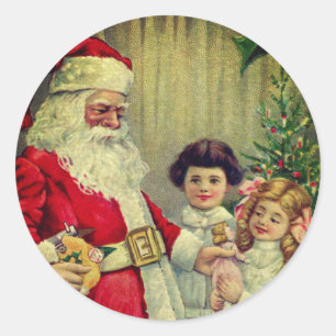 PERSONALISIERTER WEIHNACHTSAUFKLEBER VINTAGE-ILLUS RUNDER AUFKLEBER