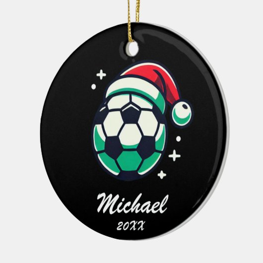 Personalisierter Weihnachtsball mit Weihnachtsmann Keramik Ornament (Links)