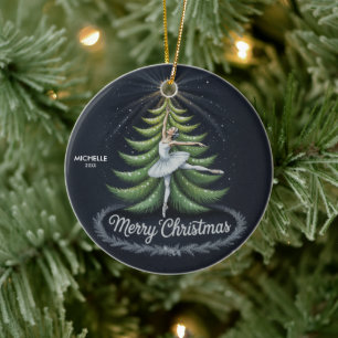 Personalisierter Weihnachtsballett-Ballerina-Tänze Keramik Ornament