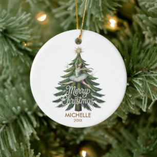 Personalisierter Weihnachtsballett-Ballerina-Tänze Keramik Ornament