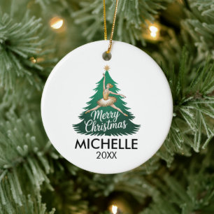 Personalisierter Weihnachtsballett-Ballerina-Tänze Keramik Ornament