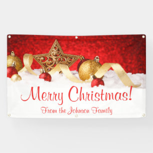 Personalisierter Weihnachtsbanner Red Gold Star Banner