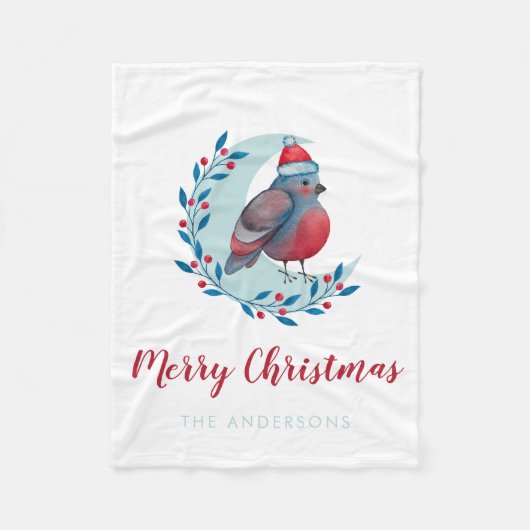 Personalisierter Weihnachtsbär auf dem Mond Fleecedecke (Vorderseite)