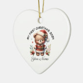 Personalisierter Weihnachtsbär Erste Weihnachtsfei Keramik Ornament (Links)