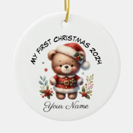 Personalisierter Weihnachtsbär Erste Weihnachtsfei Keramik Ornament