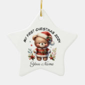 Personalisierter Weihnachtsbär Erste Weihnachtsfei Keramik Ornament (Vorne)