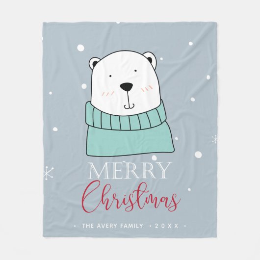 Personalisierter Weihnachtsbär Fleecedecke (Vorderseite)
