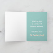 Personalisierter Weihnachtsbaum Aquamariner Schnee Feiertagskarte (Innenseite)