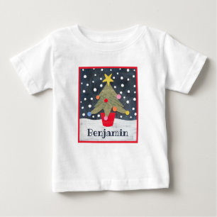 Personalisierter Weihnachtsbaum Baby T-shirt