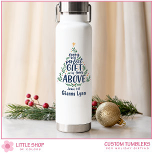 Personalisierter Weihnachtsbaum Bibelvers Trinkflasche