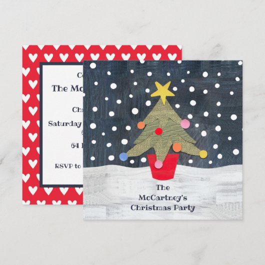 Personalisierter Weihnachtsbaum - Einladung (Vorne/Hinten)