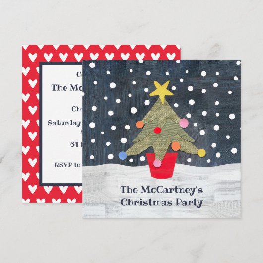 Personalisierter Weihnachtsbaum - Einladung (Vorne/Hinten)
