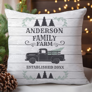 Personalisierter Weihnachtsbaum-Familienbauernhof  Kissen