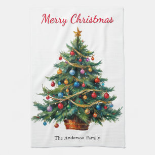 Personalisierter Weihnachtsbaum Festiver Winterurl Geschirrtuch