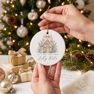 Personalisierter Weihnachtsbaum für Babys erstes W Keramik Ornament
