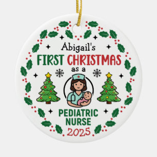 Personalisierter Weihnachtsbaum für Kinderkrankens Keramik Ornament