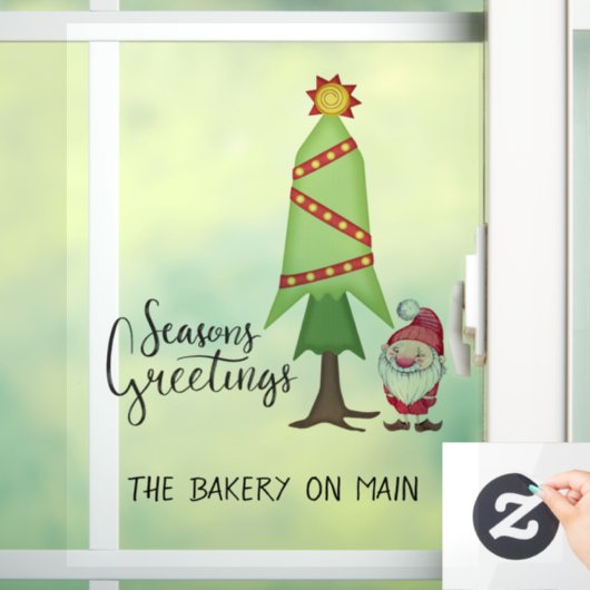 Personalisierter Weihnachtsbaum & Gnome Fensteraufkleber (Zuhause)