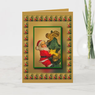 Personalisierter Weihnachtsbaum, goldgrün Karte