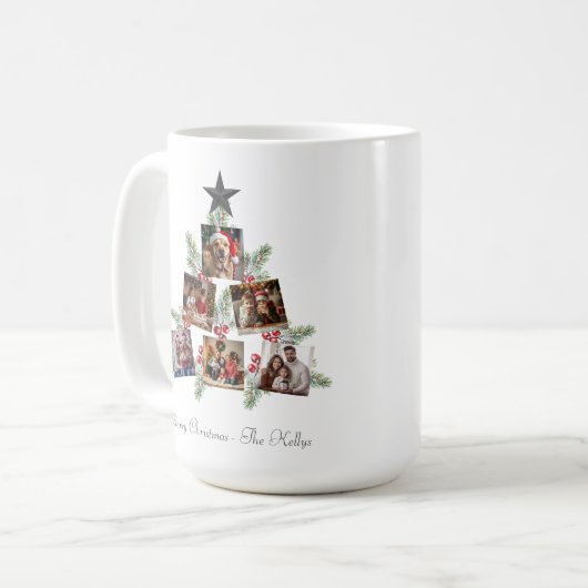 Personalisierter Weihnachtsbaum Kaffeetasse (Vorderseite Links)