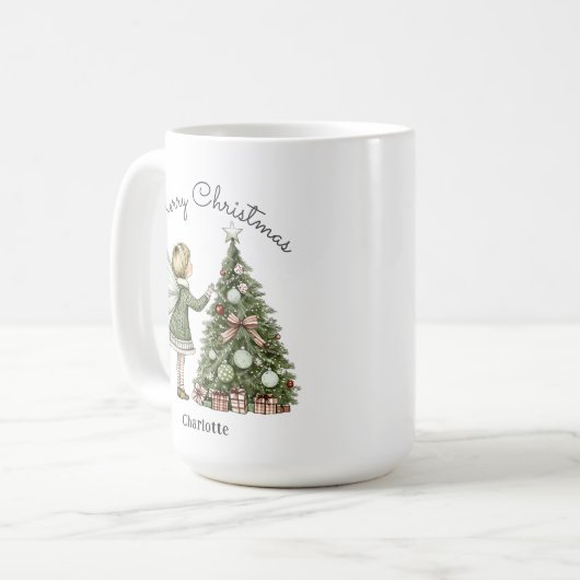 Personalisierter Weihnachtsbaum Kaffeetasse (Vorderseite Links)