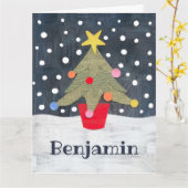 Personalisierter Weihnachtsbaum Karte (Gelbe Blume)