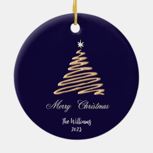 Personalisierter Weihnachtsbaum Keramik Ornament (Hinten)