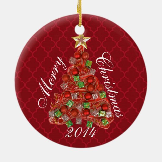 Personalisierter Weihnachtsbaum Keramikornament (Hinten)